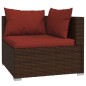 5 pcs conjunto lounge jardim c/ almofadões vime PE castanho