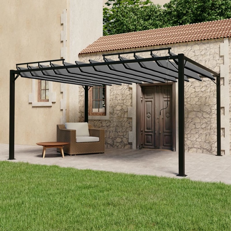 Gazebo c/ telhado de persiana 3x4 m tecido antracite e alumínio-Toldos e gazebos-Home Retail