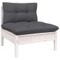 3 pcs conjunto lounge jardim c/ almofadões pinho maciço branco