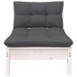 3 pcs conjunto lounge jardim c/ almofadões pinho maciço branco