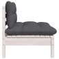 3 pcs conjunto lounge jardim c/ almofadões pinho maciço branco