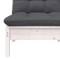 3 pcs conjunto lounge jardim c/ almofadões pinho maciço branco