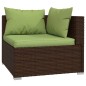 5 pcs conjunto lounge jardim c/ almofadões vime PE castanho