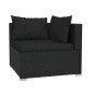 5 pcs conjunto lounge de jardim c/ almofadões vime PE preto