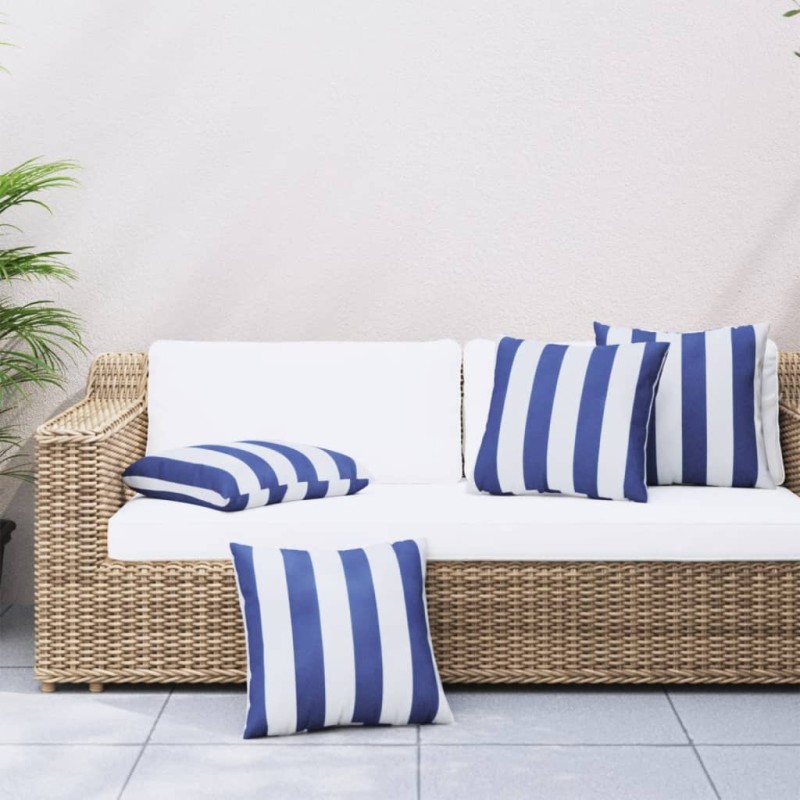 Almofadas decorativas 4 pcs 40x40 cm tecido azul e branco-Almofadas-Home Retail