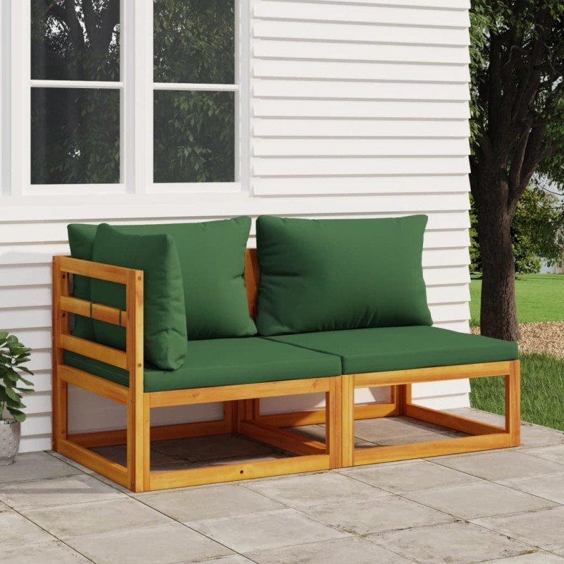 2 pcs conjunto de sofás de jardim c/ almofadões acácia maciça-Unidades de sofá com módulos externos-Home Retail