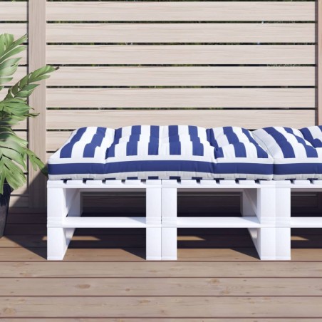 Almofadão para sofá de paletes 120x80x12 cm tecido azul/branco