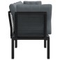 4 pcs conjunto lounge de jardim vime PE preto e cinzento