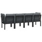 4 pcs conjunto lounge de jardim vime PE preto e cinzento