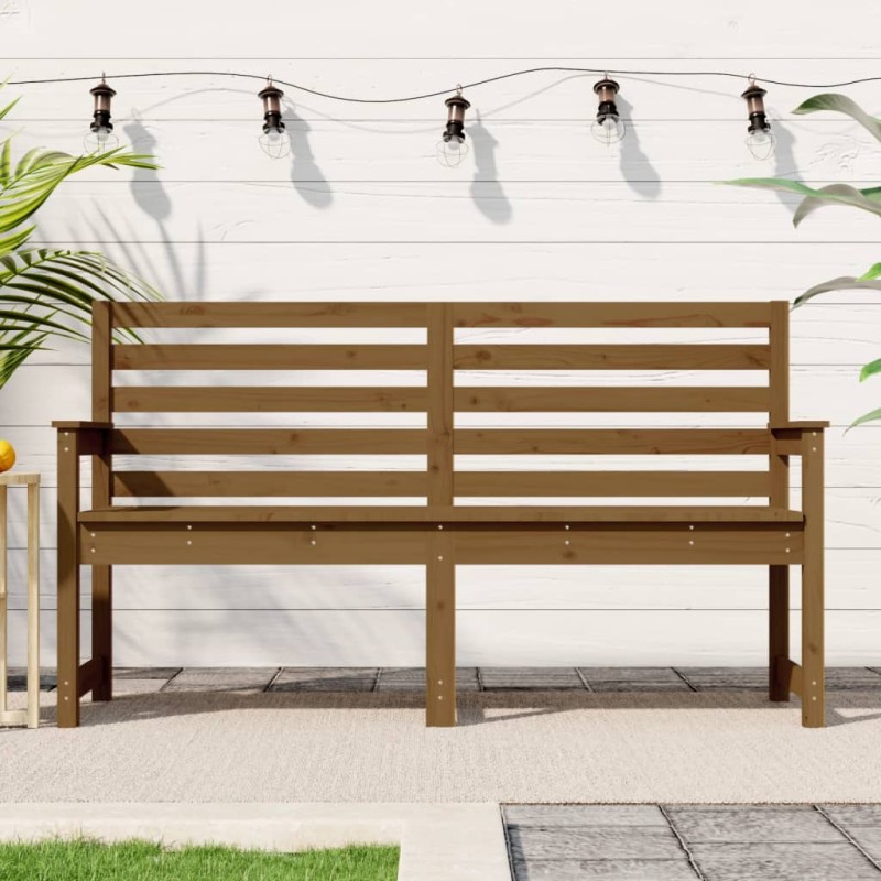 Banco de jardim 159,5x48x91,5 cm pinho maciço castanho-mel-Bancos de jardim-Home Retail