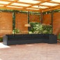 6 pcs conjunto lounge de jardim c/ almofadões vime PE preto