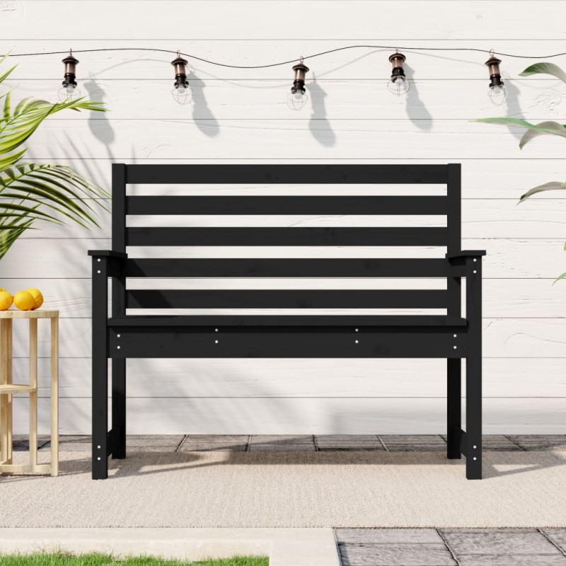 Banco de jardim 109x48x91,5 cm madeira de pinho maciça preto-Bancos de jardim-Home Retail