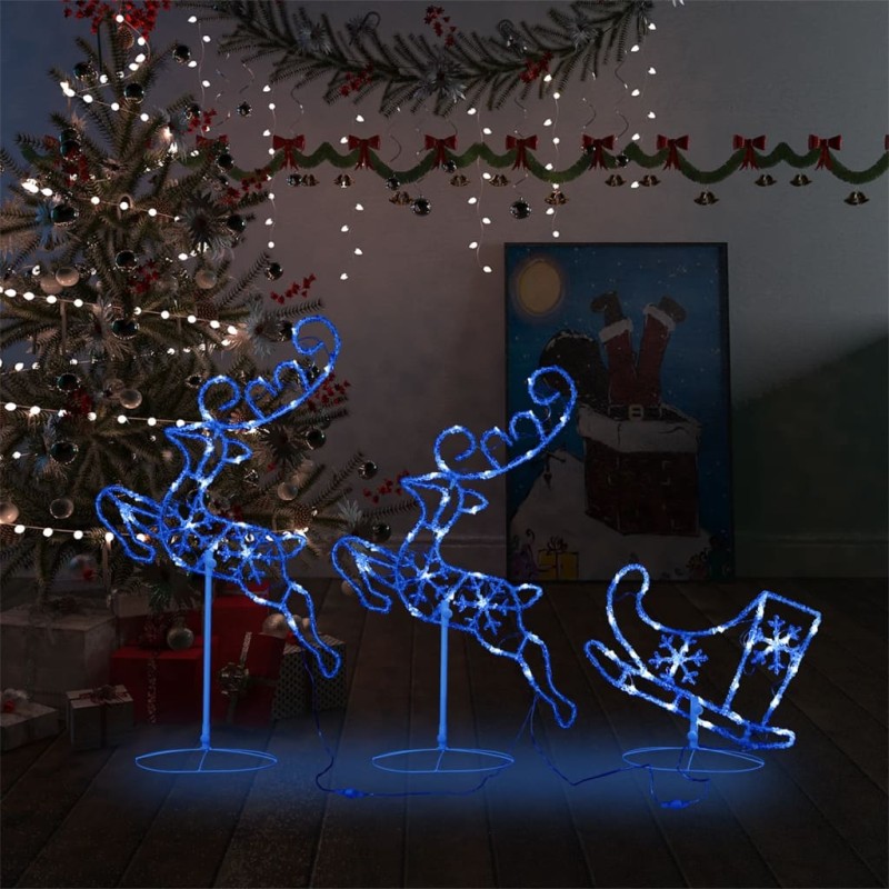 Rena voadora/trenó de Natal 260x21x87cm acrílico azul-Luzes de Natal-Home Retail