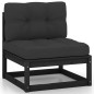 2 pcs conjunto lounge jardim c/ almofadões pinho maciço preto