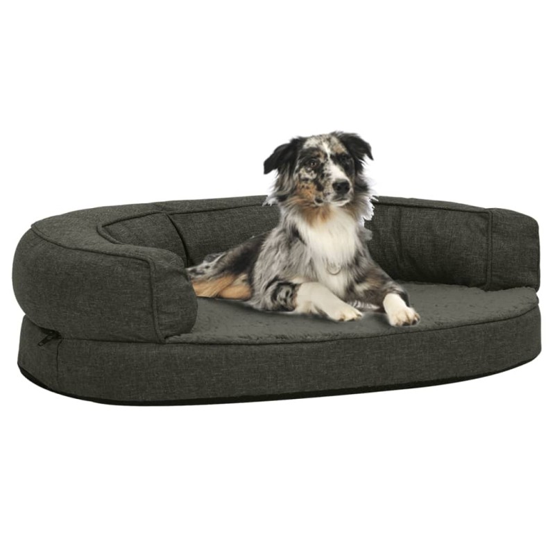 Cama p/ cães ergonóm. 75x53cm aspeto linho pelúcia cinza-escuro-Ninhos para cães-Home Retail