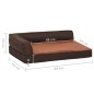 Cama para cães ergonómica 60x42cm aspeto linho pelúcia castanho