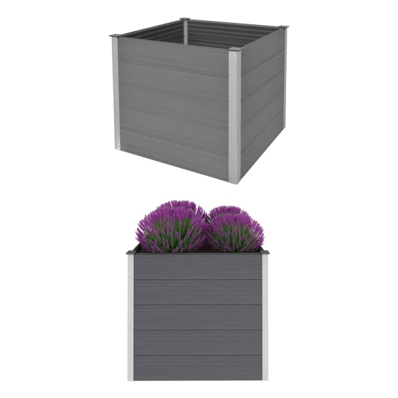 Canteiro elevado para jardim WPC 100x100x91 cm cinzento-Vasos e floreiras-Home Retail