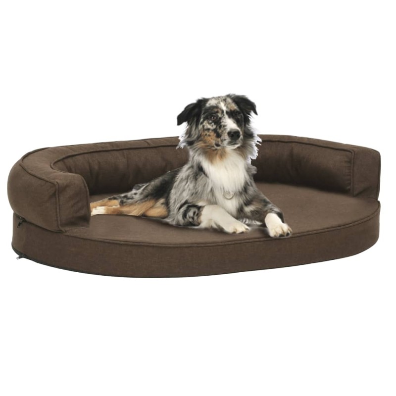 Cama para cães ergonómica 75x53 cm aspeto linho castanho-Ninhos para cães-Home Retail