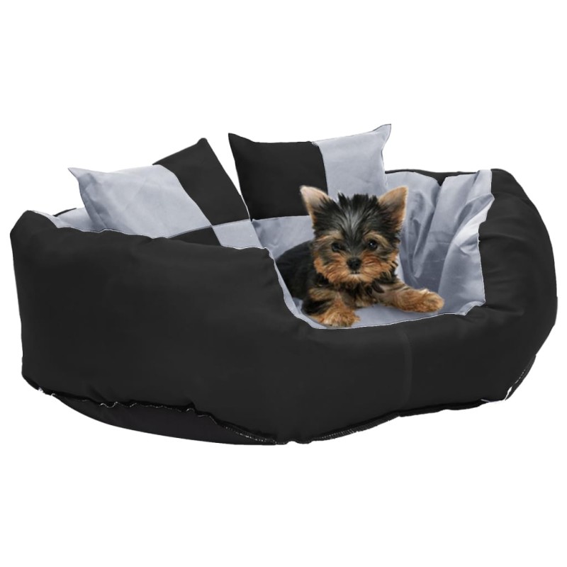 Almofadão p/ cães reversível e lavável 65x50x20 cm cinza/preto-Ninhos para cães-Home Retail