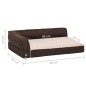 Cama para cães ergonómica 60x42cm aspeto linho pelúcia castanho