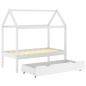 Cama para crianças c/ gaveta 70x140 cm pinho maciço branco