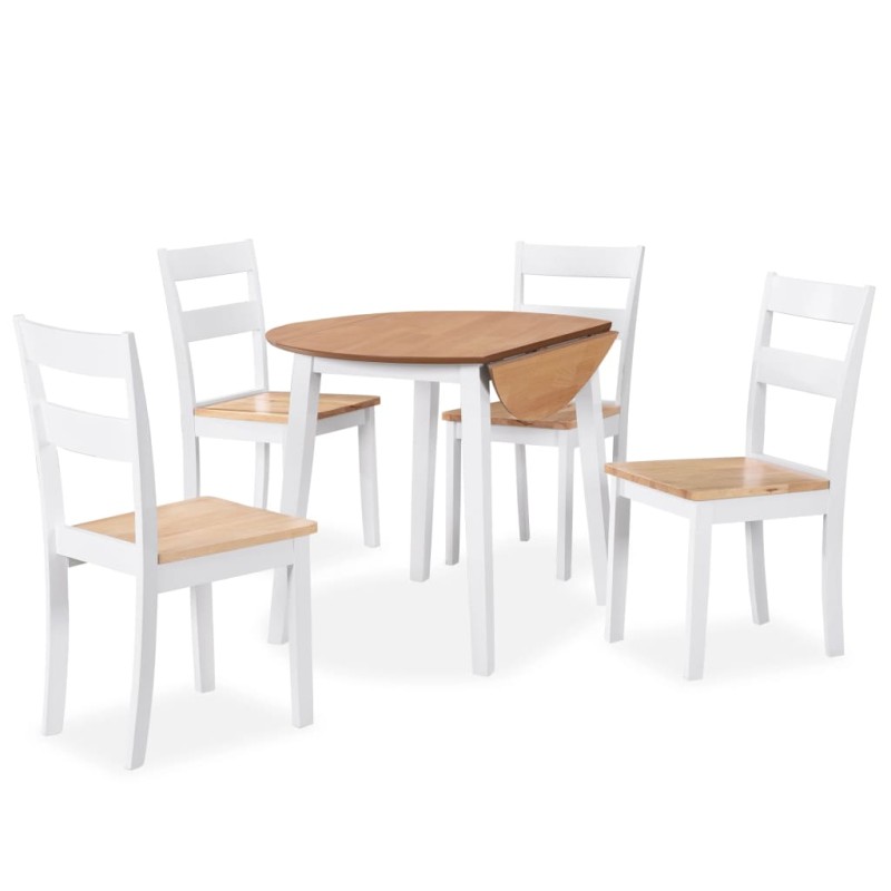 Conjunto de jantar 5 pcs MDF e seringueira branco-Conjuntos de móveis para cozinha e sala de jantar-Home Retail