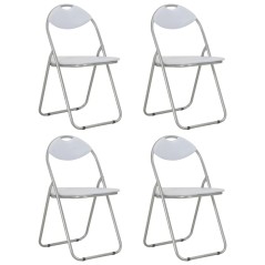 Cadeiras de jantar dobráveis 4 pcs couro artificial branco