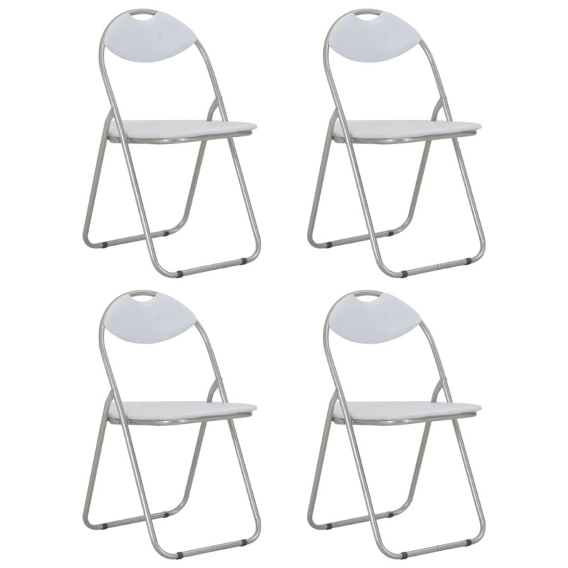 Cadeiras de jantar dobráveis 4 pcs couro artificial branco-Cadeiras de cozinha e sala de jantar-Home Retail