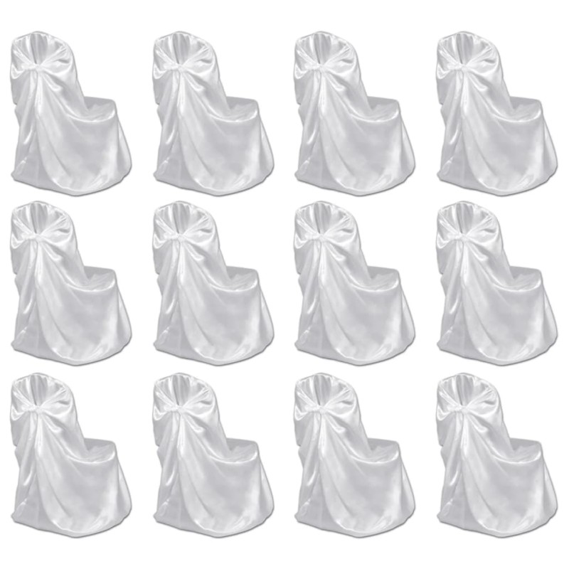 Capa de cadeira para banquetes de casamento 12 pcs branco-Capas de sofás-Home Retail