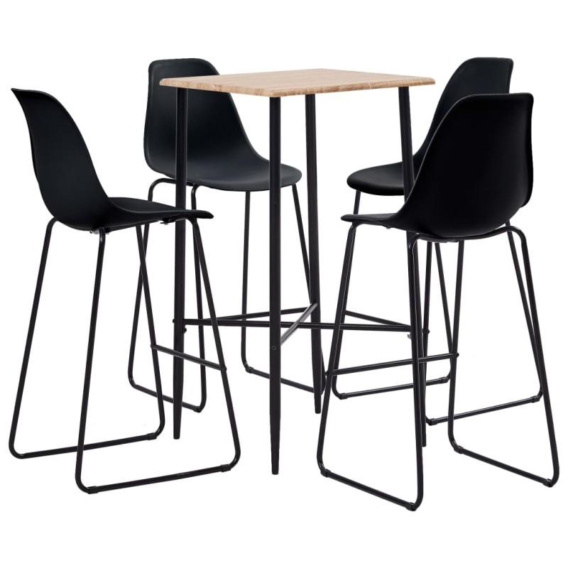 5 pcs conjunto de bar plástico preto-Conjuntos de móveis para cozinha e sala de jantar-Home Retail