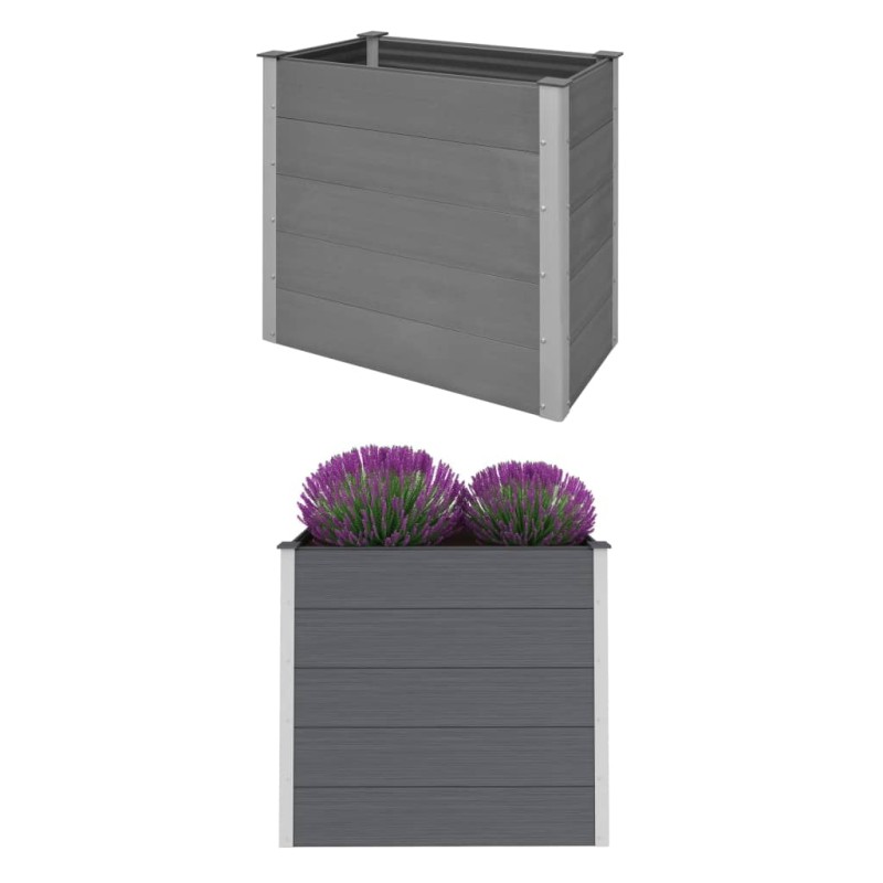 Canteiro elevado para jardim WPC 100x50x91 cm cinzento-Vasos e floreiras-Home Retail