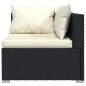 5 pcs conjunto lounge de jardim c/ almofadões vime PE preto