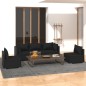 5 pcs conjunto lounge de jardim c/ almofadões vime PE preto