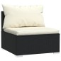 4 pcs conjunto lounge de jardim c/ almofadões vime PE preto