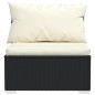 4 pcs conjunto lounge de jardim c/ almofadões vime PE preto