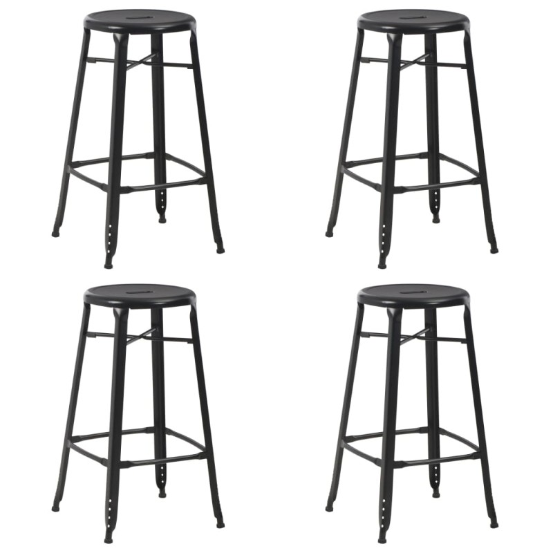 Bancos de bar 4 pcs aço preto-Bancos de bar-Home Retail