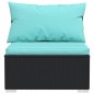 5 pcs conjunto lounge de jardim c/ almofadões vime PE preto