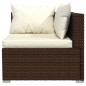 8 pcs conjunto lounge jardim c/ almofadões vime PE castanho