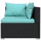 9 pcs conjunto lounge de jardim c/ almofadões vime PE preto