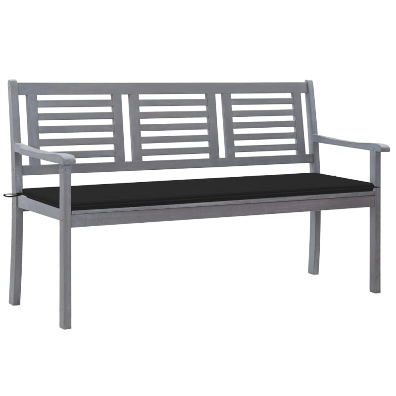 Banco de jardim 3 lugares c/ almofadão 150 cm eucalipto cinza-Bancos de jardim-Home Retail