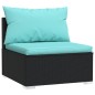 10 pcs conjunto lounge de jardim c/ almofadões vime PE preto