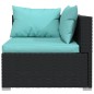 10 pcs conjunto lounge de jardim c/ almofadões vime PE preto