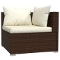 7 pcs conjunto lounge jardim c/ almofadões vime PE castanho