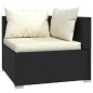 10 pcs conjunto lounge de jardim c/ almofadões vime PE preto