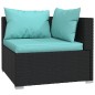 7 pcs conjunto lounge de jardim c/ almofadões vime PE preto