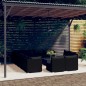 13 pcs conjunto lounge de jardim c/ almofadões vime PE preto