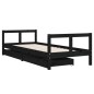 Estrutura cama infantil c/ gavetas 80x200cm pinho maciço preto