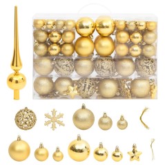 111 pcs conjunto de enfeites de Natal poliestireno dourado