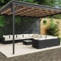 12 pcs conjunto lounge de jardim c/ almofadões vime PE preto