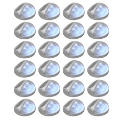 Candeeiro de parede solar LED exterior 24 pcs prateado redondo